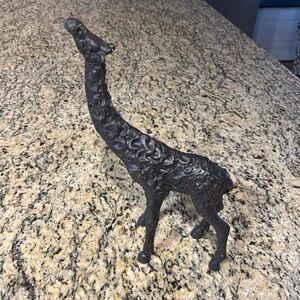 BRONZE GIRAFFE SCULPTURE THICKLY TEXTURED 12" MODERNIST STYLED ANIMAL STATUE